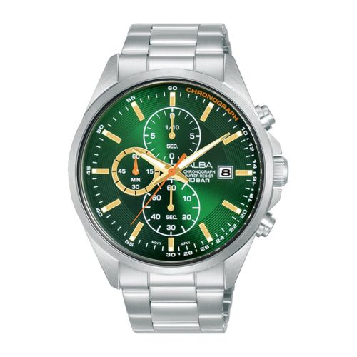 ALBA Men's Hand Watch ACTIVE Stainless Band Green Dial AM3939X1