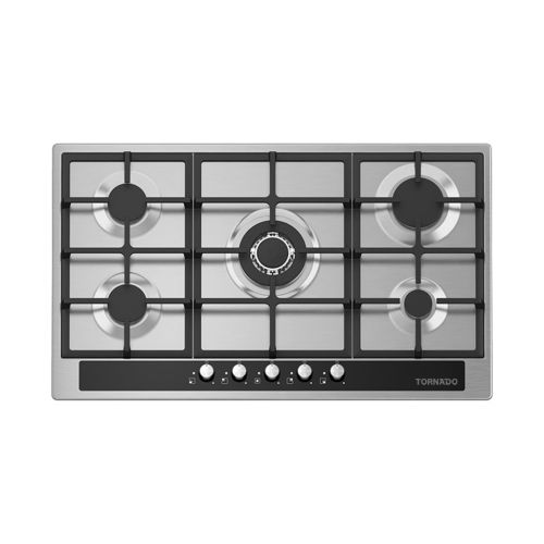 TORNADO Built-In Hob 90 x 60 - 5 Gas Burners Stainless GHV-M90CSU-BK
