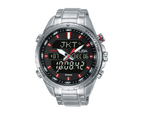 ALBA Men's Hand Watch FLAGSHIP Stainless Bracelet, Black Dial AZ4061X1