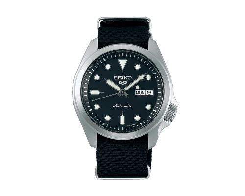 SEIKO Men's Hand Watch 5 SPORTS Black Nylon Strap, Black Dial SRPE67K1