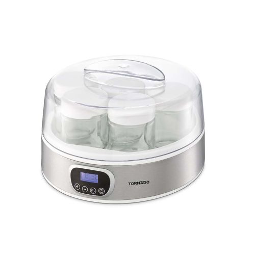 TORNADO Yoghurt Maker 18 Watt 7 Glass Cups White x Stainless TYM-18