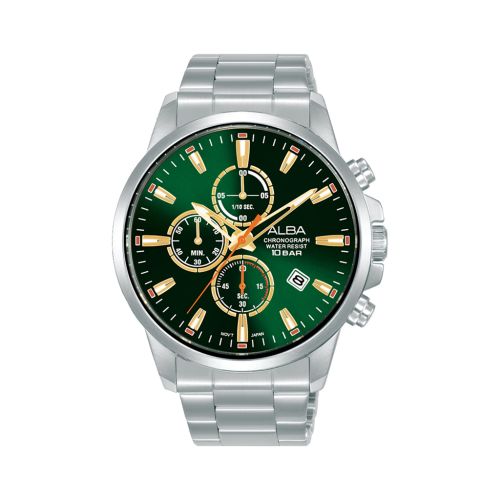 ALBA Men's Hand Watch ACTIVE Stainless Band Green Dial AM3905X1