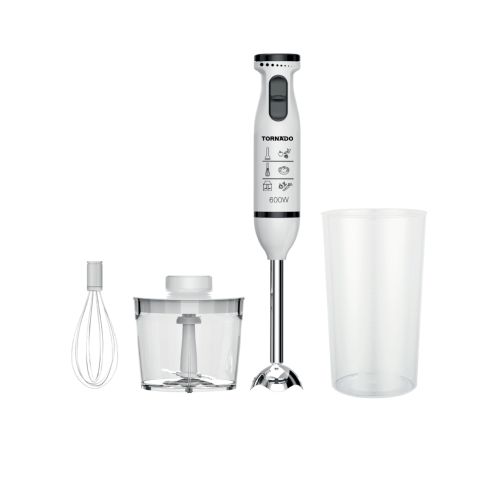 TORNADO Hand Blender 600 Watt Chopper Whisk White HB-600GWT