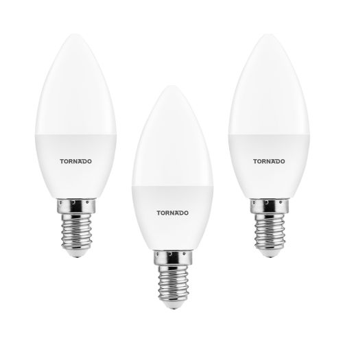TORNADO Set of 3 Lamps Warm Light Candle LED Lamps 5 Watt Yellow Light CW-WM05H/S3
