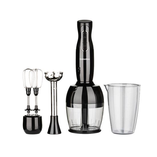TORNADO Hand Blender 1000 Watt Chopper Whisk Black THB-1000MC